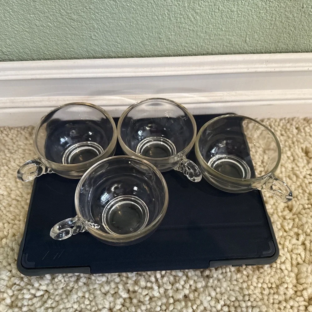Lot Of 4 Federal Glass Columbia Clear Oval Glass Snack Plates Platters #35